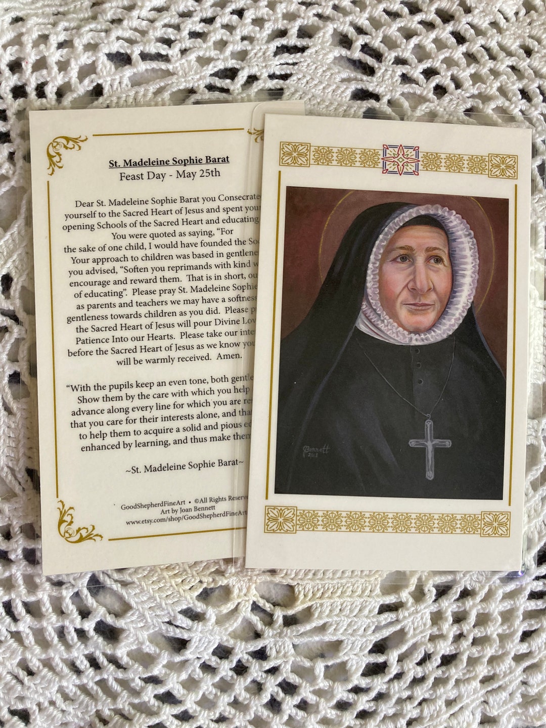 Saint Madeleine Sophie Barat, Relic Card or Prayer Card Laminated Teacher Nun Etsy
