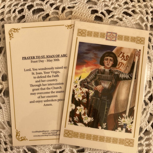 Saint Joan of Arc, Laminated, Relic Card Prayer Card French Girl France “I was born to do this”