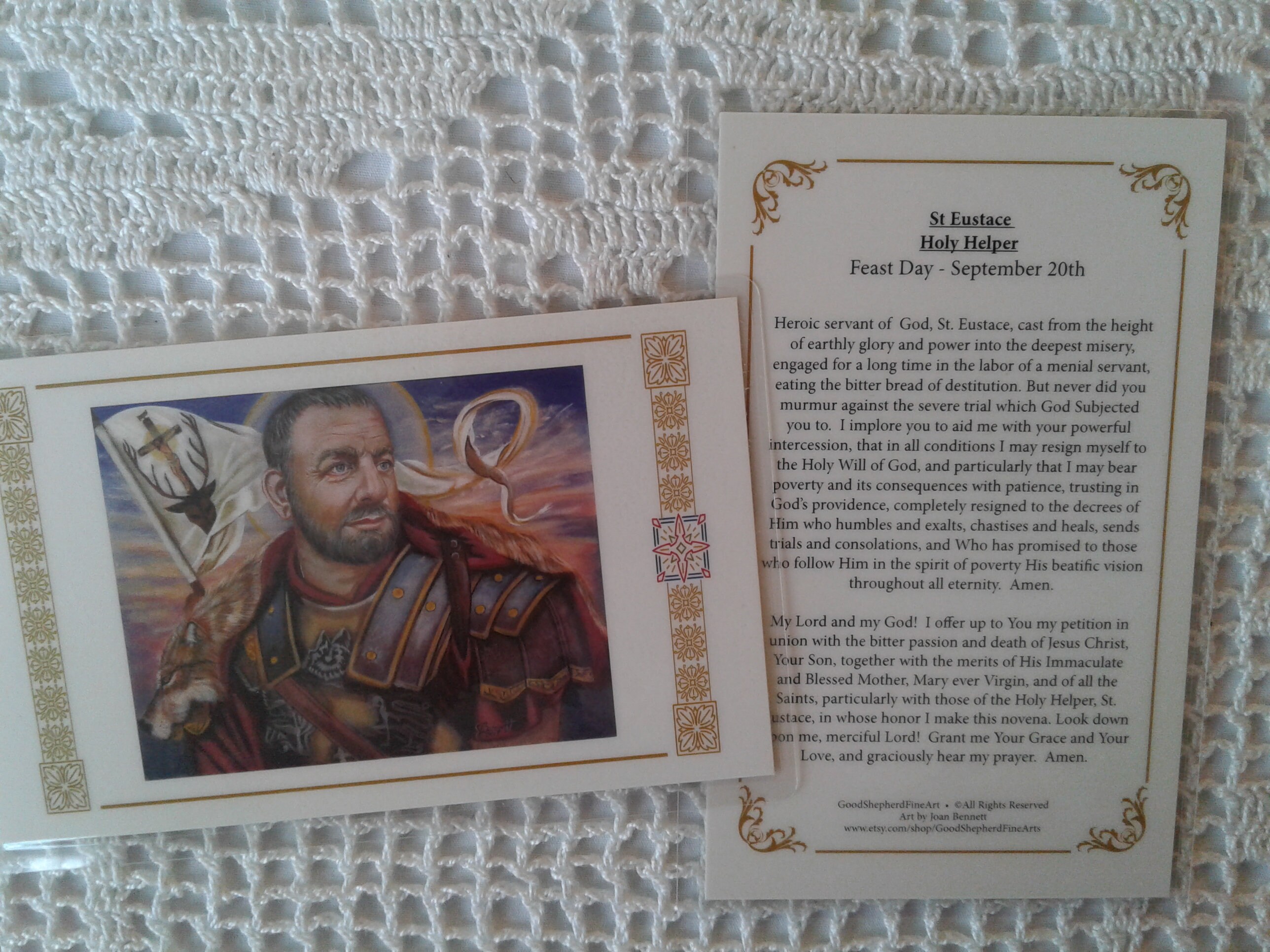 St Eustace Holy Helper Martyr Laminated Holyprayer Cards Etsy
