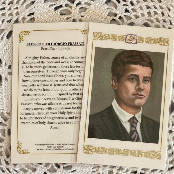 Blessed Pier Giorgio, Laminated Holy Relic Card or Prayer Card