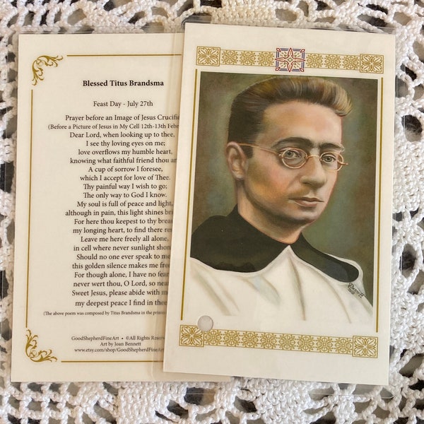 Blessed Titus Brandsma, Martyr Laminated Relic Card Prayer Card