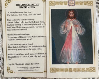 Divine Mercy Jesus Relic Card or Prayer card