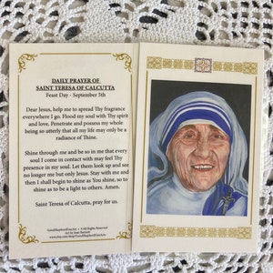 Saint Mother Teresa of Calcutta, Relic Card or Prayer Card image 1