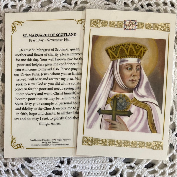 Saint Margaret of Scotland, Laminated Relic Card or Prayer Card