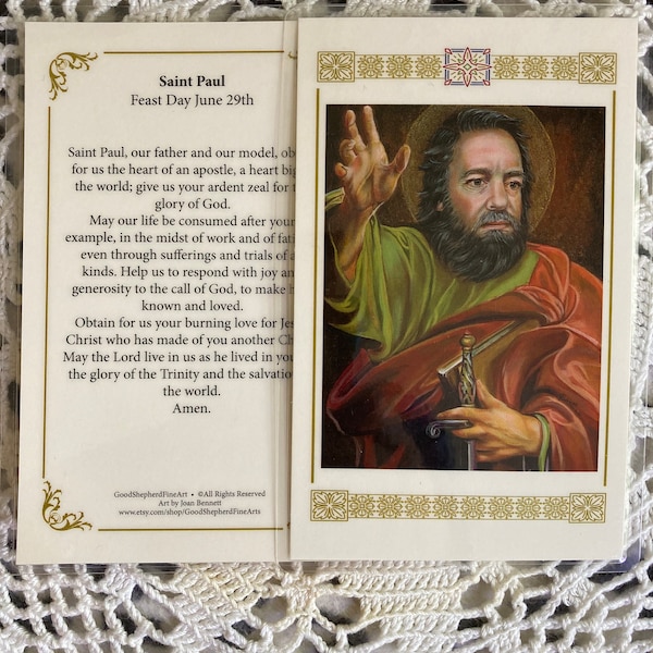 Saint Paul the Apostle, Laminated, Relic or Prayer Card