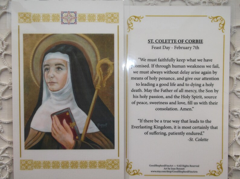 Saint Colette of Corbie 3 5/8x5.5 Laminated Etsy