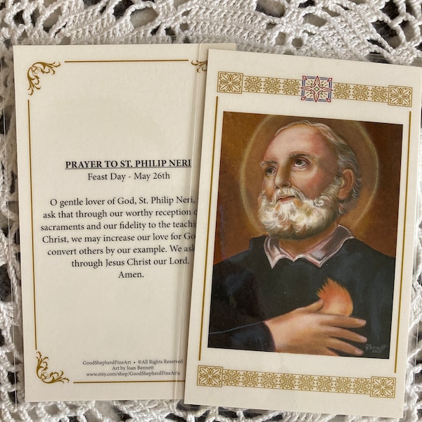 Saint Philip Neri Relic Card or Prayer Card