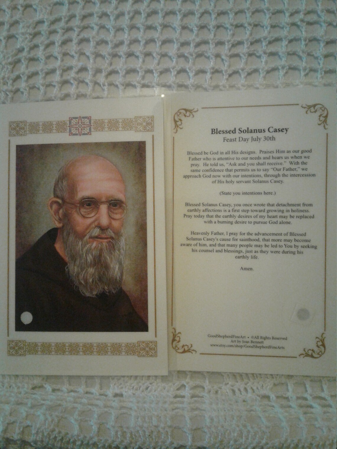 Blessed Solanus Casey Laminated Relic Holy-prayer Card Warm | Etsy