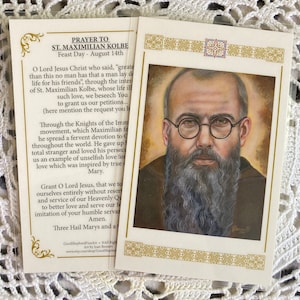 Saint Maximilian Kolbe Martyr, Priest Laminated Relic Cards or Prayer Card image 1