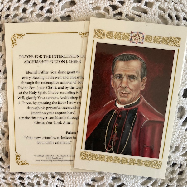 Venerable Fulton J. Sheen Laminated, Relic Card or Prayer Card