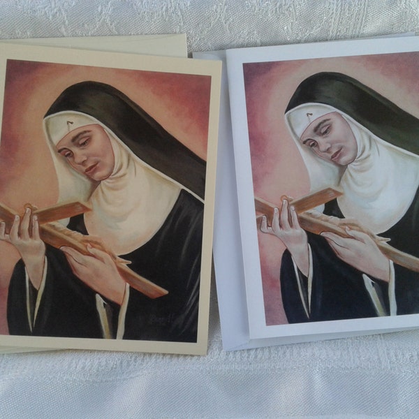 St. Rita, Stationery Cards on White and Ivory Card Stock taken from my OOAK Original Acrylic Painting, Catholic Art, signed