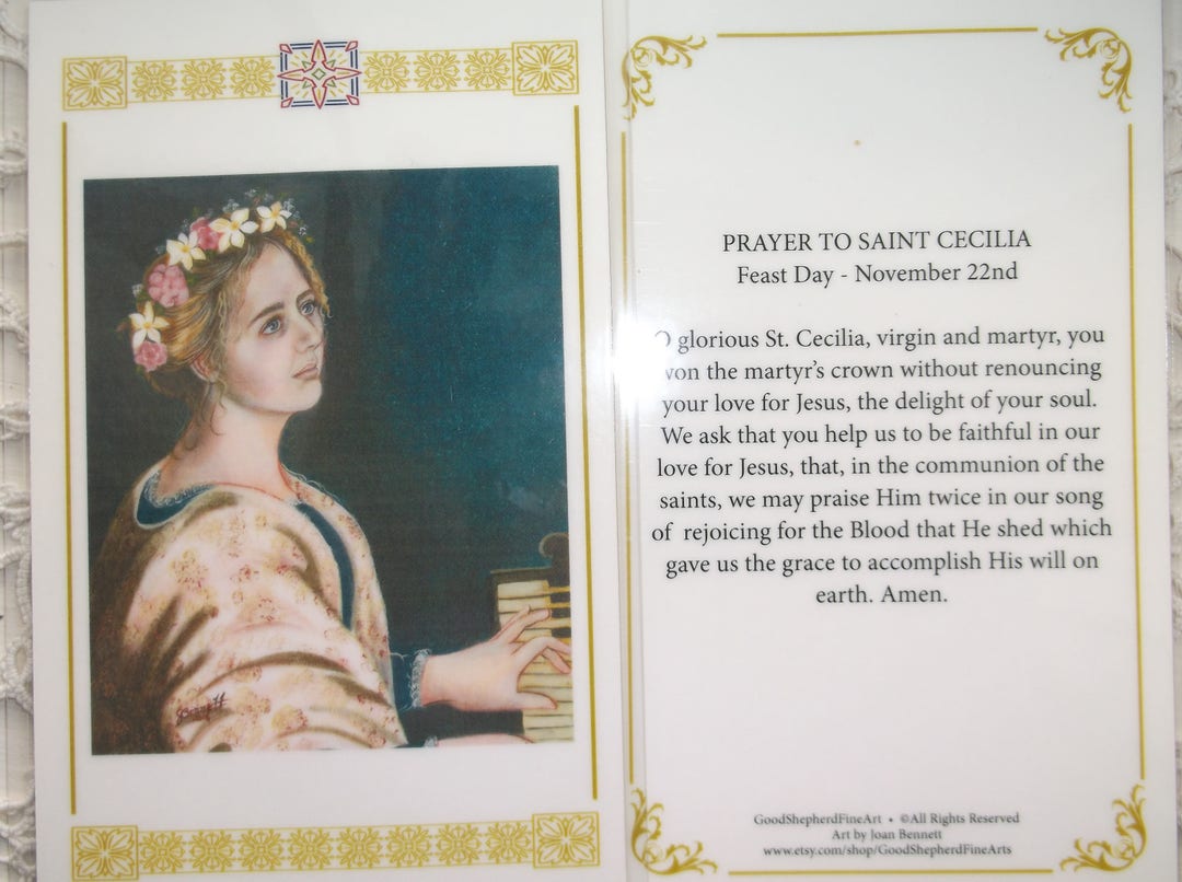 St. Cecilia Virgin Martyr 3 5/8x5.5 Laminated - Etsy