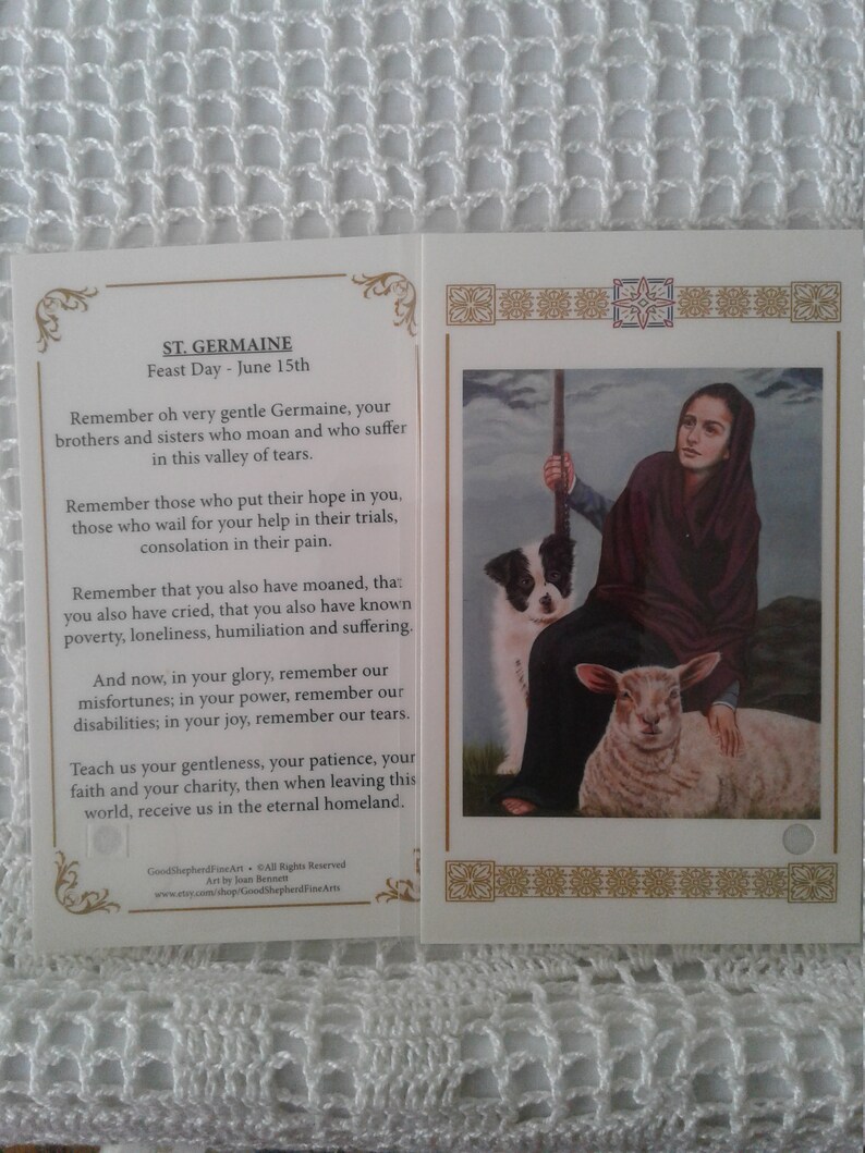 Saint Germaine Cousin Laminated Relic Holyprayer Card on Etsy