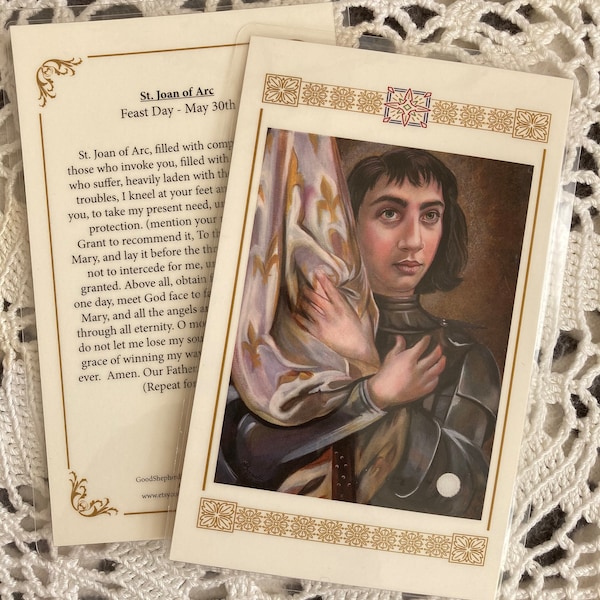 Saint Joan of Arc, Relic Card Prayer Card French Girl