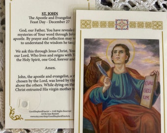 St. John the Evangelist Laminated Relic Card or Prayer Card