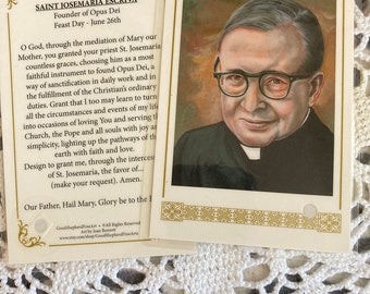 Jose Maria Escriva Relic Card or Prayer Card