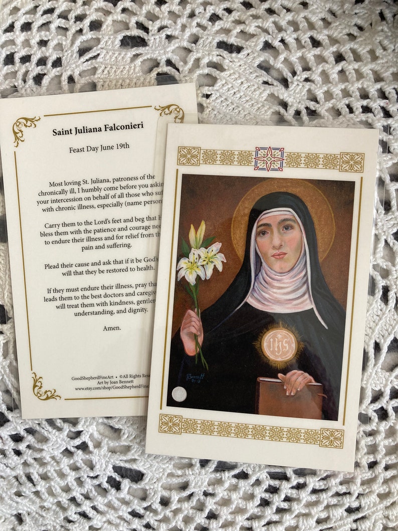 Saint Juliana Falconieri, Relic card or prayer card image 1