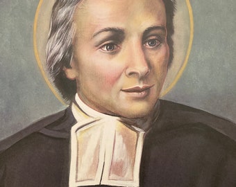 St Jean-Baptiste de LaSalle A 8"x10" & 11"x14" Prints White Card Stock Image taken from my Acrylic Painting on Canvas, Catholic Art, signed