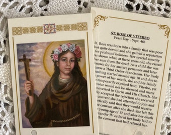 Saint Rose of Viterbo, Laminated Relic or Prayer Card