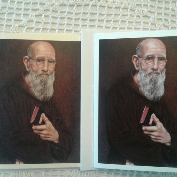 Blessed Solanus Casey U.S. Roman Catholic Priest Friar Minor Capuchin Note Card on White or Ivory Card Stock from Signed Acrylic Painting