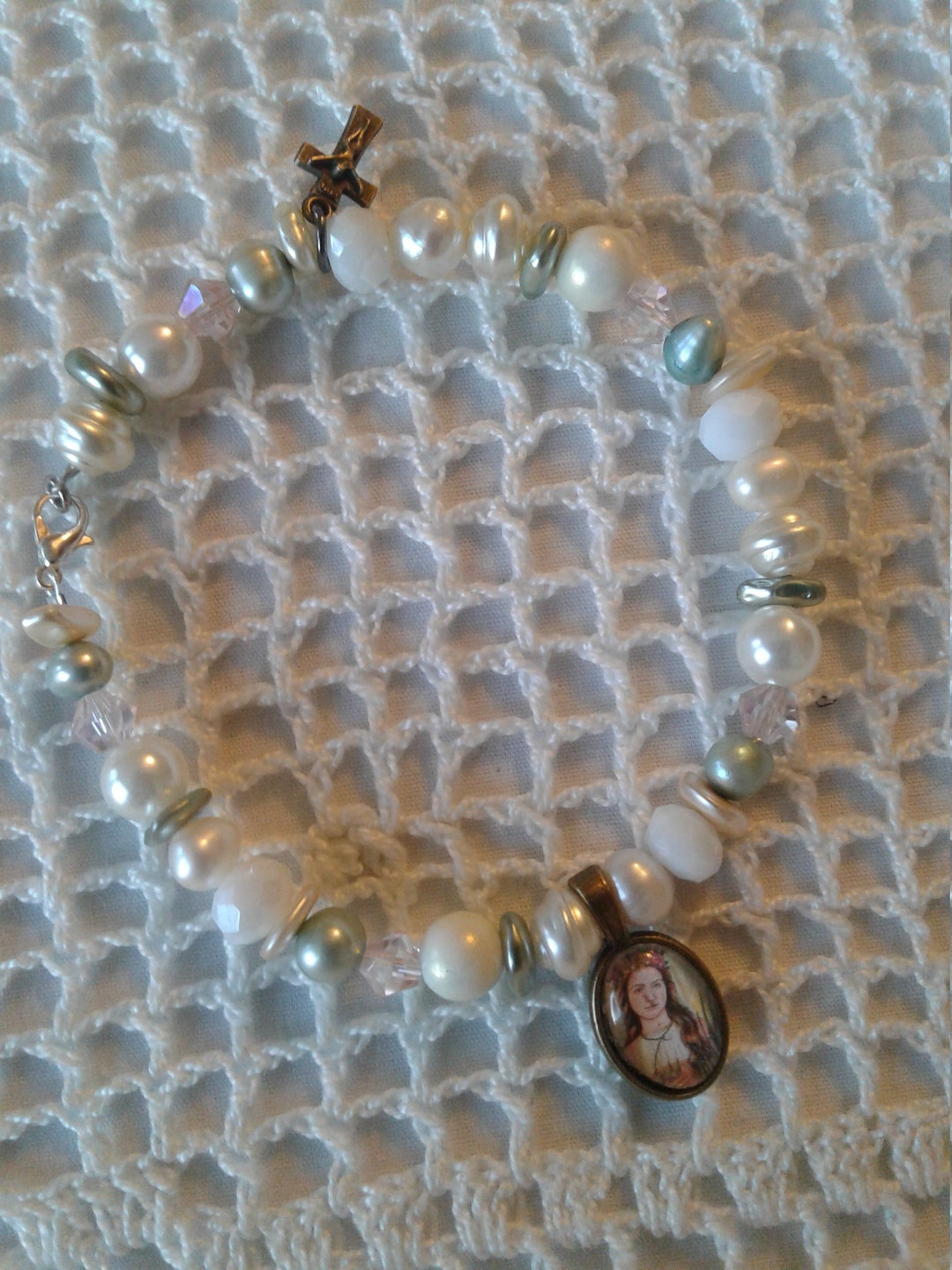 Saint Philomena Bracelet 10mmx14mm Medal Glass Dome Catholic Etsy UK