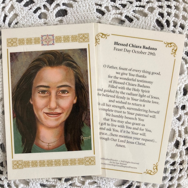 Blessed Chiara Luce Badano, Laminated Relic Card or Prayer Card
