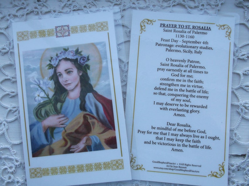 Saint Rosalia of Palermo 3 5/8x5.5 Laminated Etsy