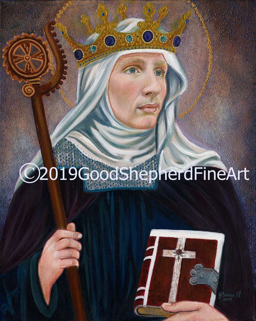 Saint Audrey, Etheldreda, Abbess of Ely 8x10 & 11x14 Prints on White