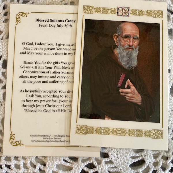 Blessed Solanus Casey, American Catholic Priest Laminated, Relic Card Prayer Card