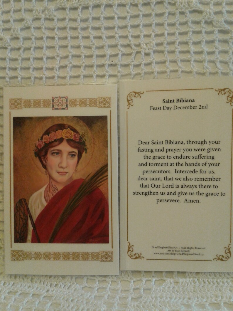 Saint Bibiana Virgin Martyr Laminated Holyprayer Cards on Etsy