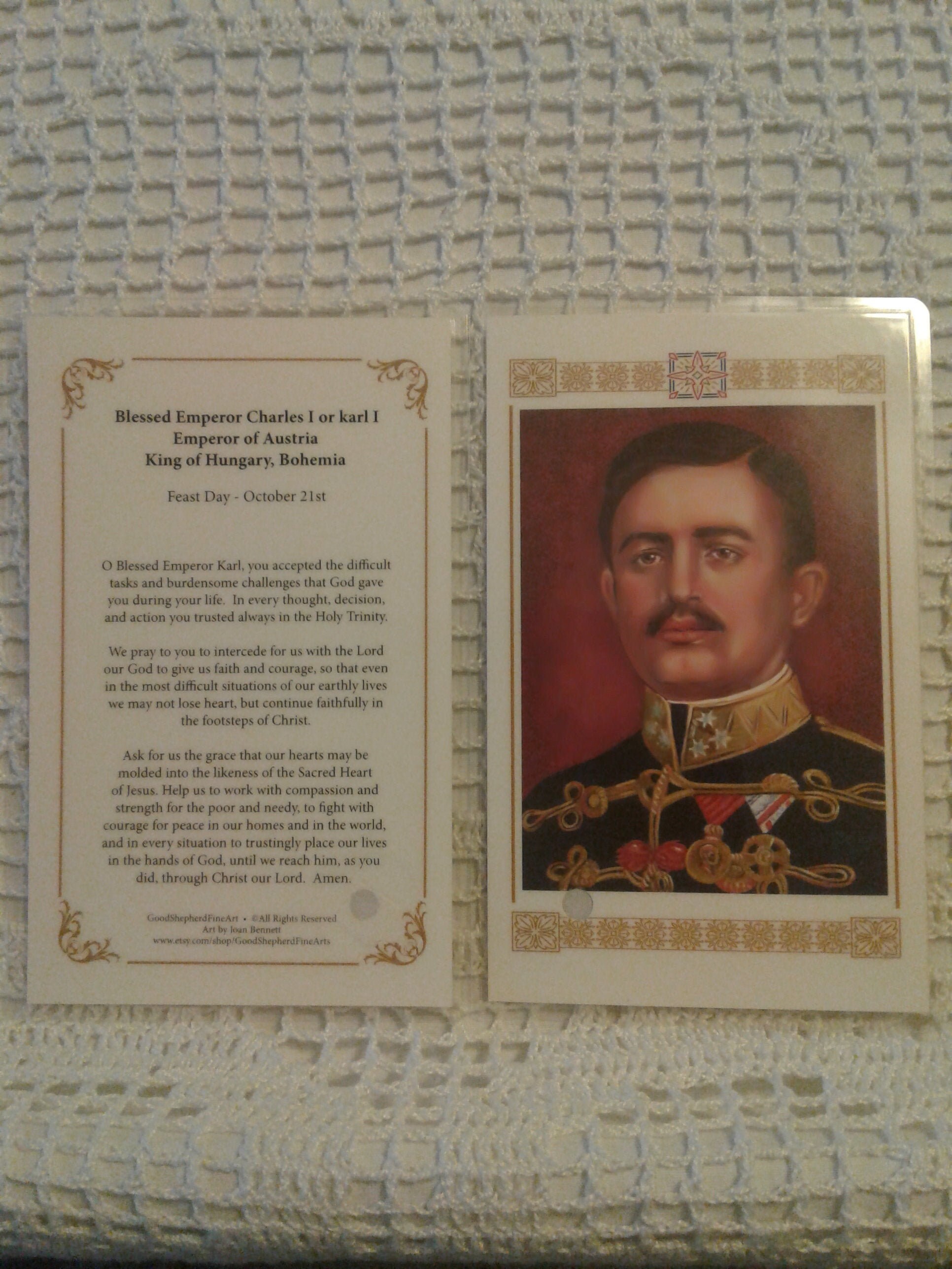 Blessed Charles I Karl I Laminated Holy Relic Prayer Cards - Etsy Finland