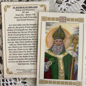 Saint Patrick Patron of Ireland, Laminated Relic Card Prayer Card