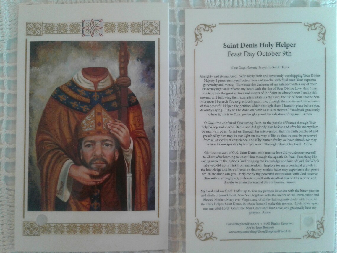 Saint Denis of Paris Martyr Holy Helper Laminated Etsy