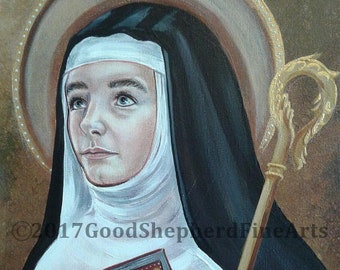 Saint Colette of Corbie, P.C.C. Abbess, and Foundress, 8"x10" & 11"x14" Prints on White Card Stock, Image taken from my Original Painting,