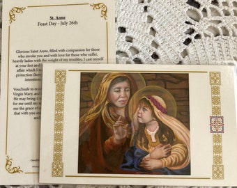 Saint Anne, Mother of Mary Relic Card or Prayer Card