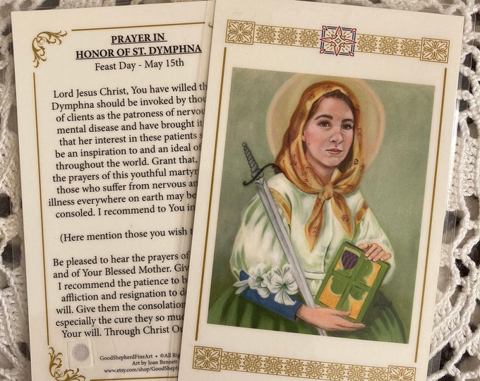 St Dymphna Patron of Mental Heath Prayer Card Laminated Saint ...