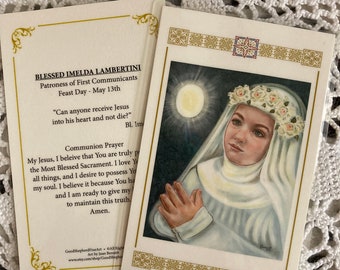 Blessed Imelda Lambertini Relic Card or Prayer Card Patroness of First Holy Communicants