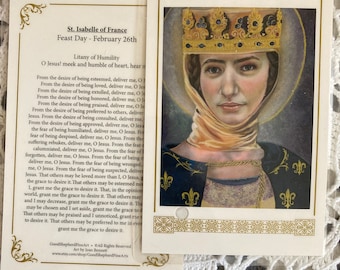 St Isabelle of France, Patron of the Franciscans Telic Card or Prayer Card