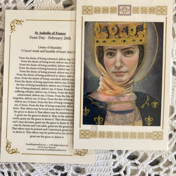 St Isabelle of France, Patron of the Franciscans Telic Card or Prayer Card