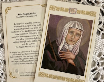 Saint Angela Merici, Laminated, Relic Card or Prayer Card