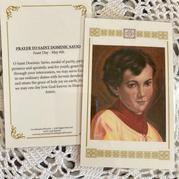 Saint Dominic Savio Relic Card or Prayer Card