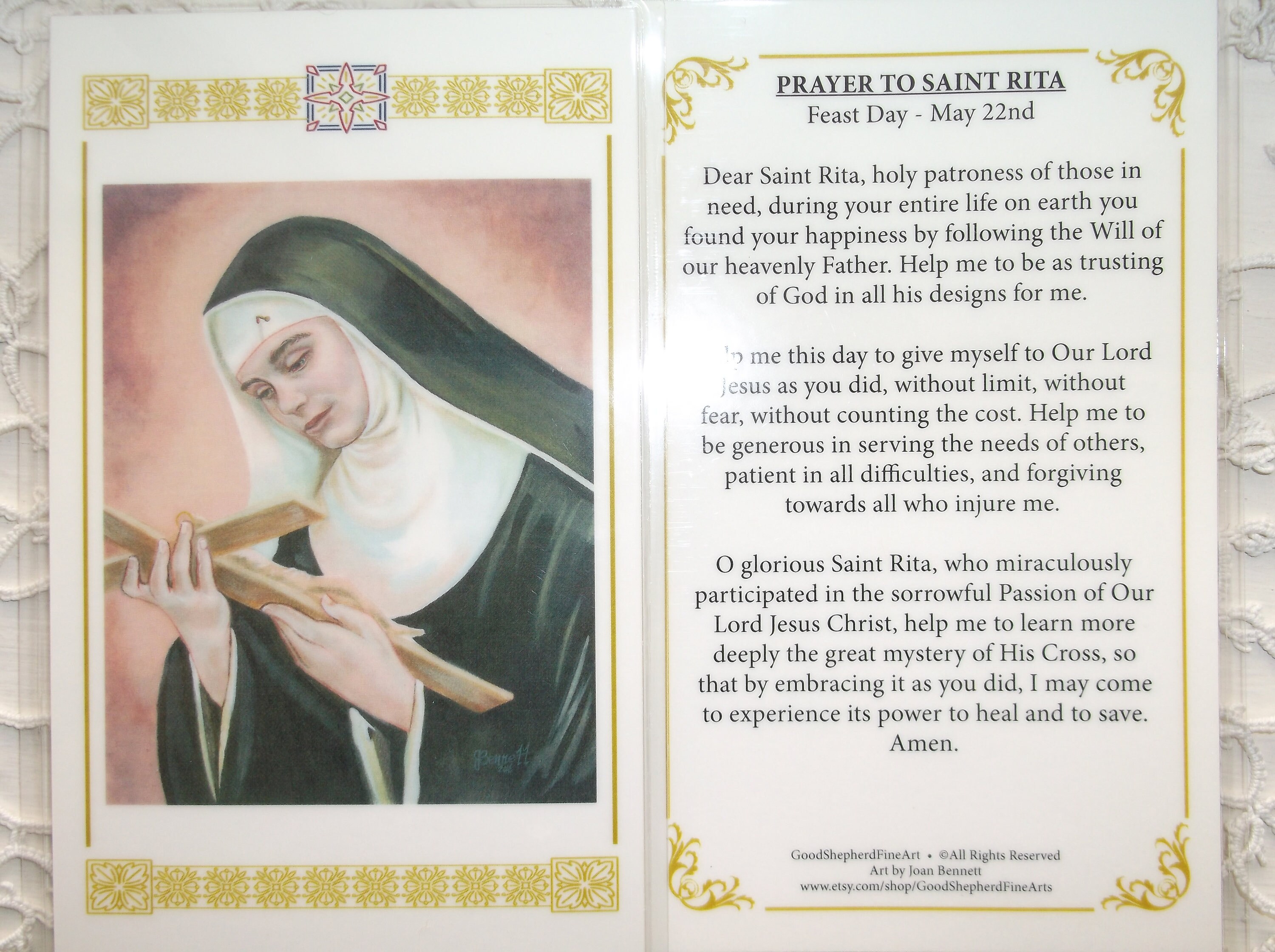 St. Rita of Cascia 3 5/8x5.5 Laminated Etsy Singapore