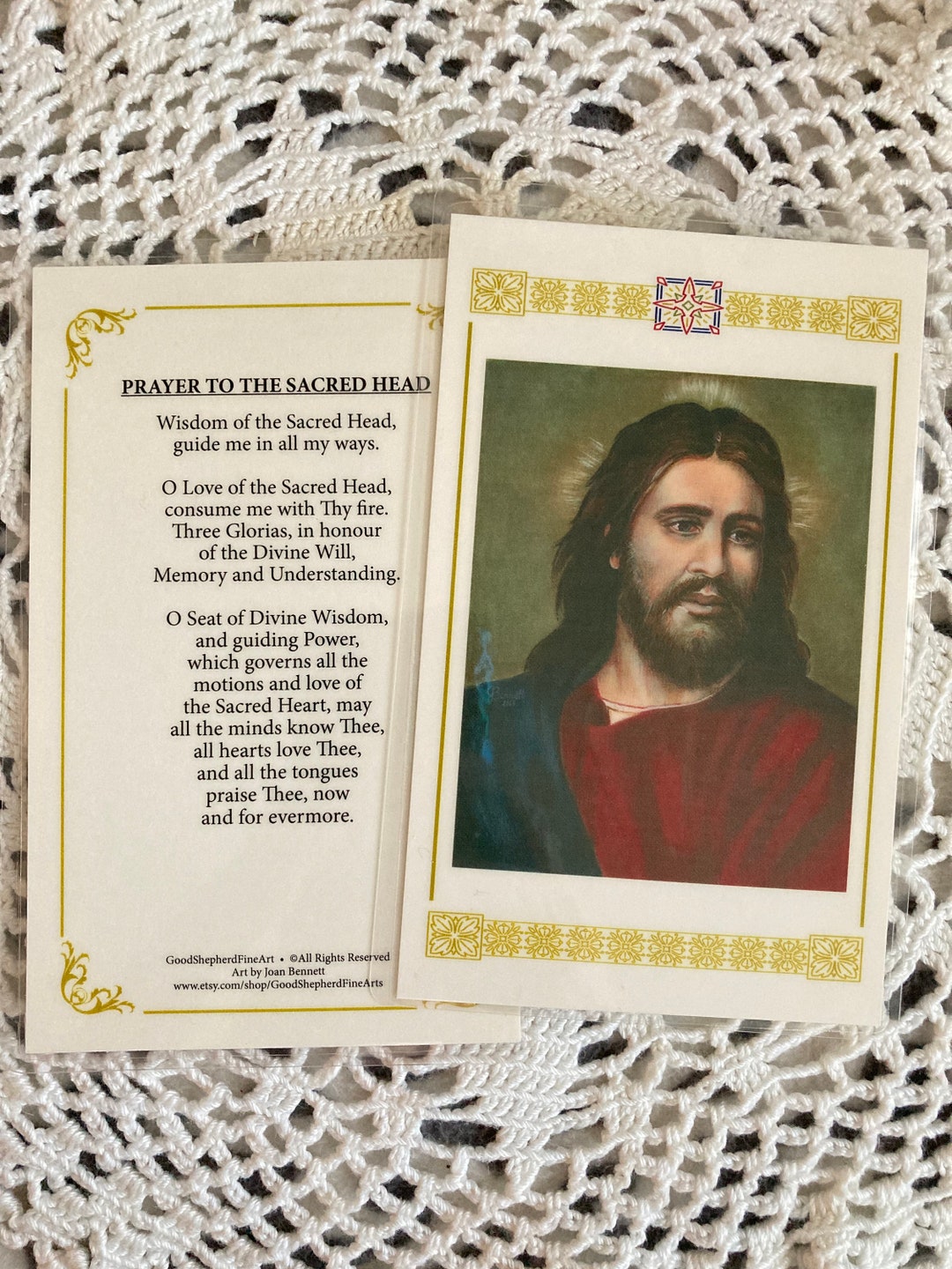 Sacred Head of Jesus, Laminated Relic or Prayer Card Etsy
