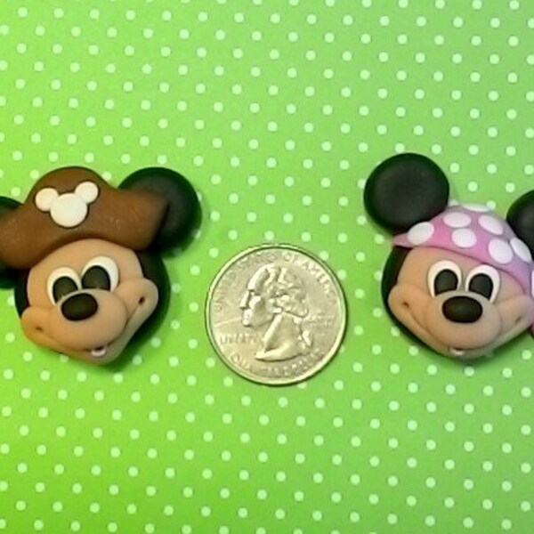 Pirate Mickey and Minnie Faces -  Polymer Clay Bow Centers