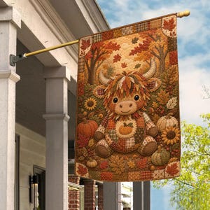 Animal Autumn Garden Flag, Faux Patchwork Fall Flag, Woodland Animal Decor, Rustic Autumn Yard Flag, Farmhouse Thanksgiving Outdoor SMXC03