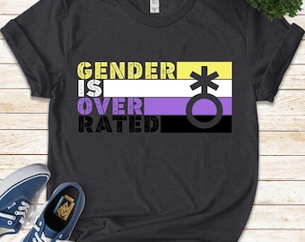 Gender Is Overrated Nonbinary Shirt, Non Binary Shirt, Nonbinary Pride Flag, Queer Enby They Them Shirt, LGBTQ Pride Month U-20052311