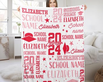 Custom College Blanket/Personalized School Blanket/Gift For Senior 2024/Dorm Blanket/High School Graduation/University Throw OGTS64