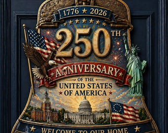 USA 250th Anniversary Wooden Liberty Bell Sign, American Independence Door Sign, Patriotic Door Hanger AYDJ102