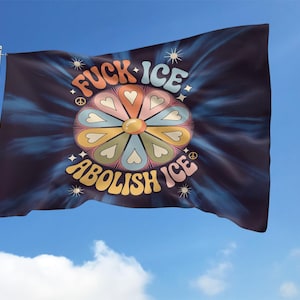 Floral Abolish ICE Human is Illegal Flag – Pro Immigrant Garden Banner – Political Resistance Decor – Activist Outdoor Flag OHT443