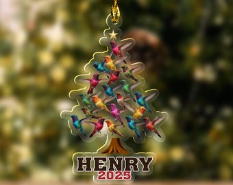 Personalized Hummingbird Ornament, Acrylic 2D Flat Hummingbird Lover Gift,Hummingbird Gifts,Bird Ornament,Hummingbird Tree Ornament UN4I32